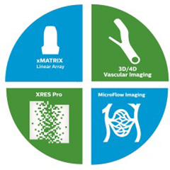 Gr&aacute;fico de propiedades del transductor de array lineal xMATRIX